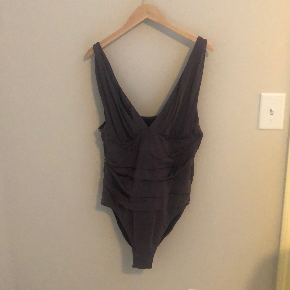 Gray Garnet Hill One Piece Swimsuit like new. Very slimming